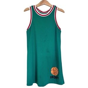 MINI RODINI Green Jersey Basketball Girls Dress